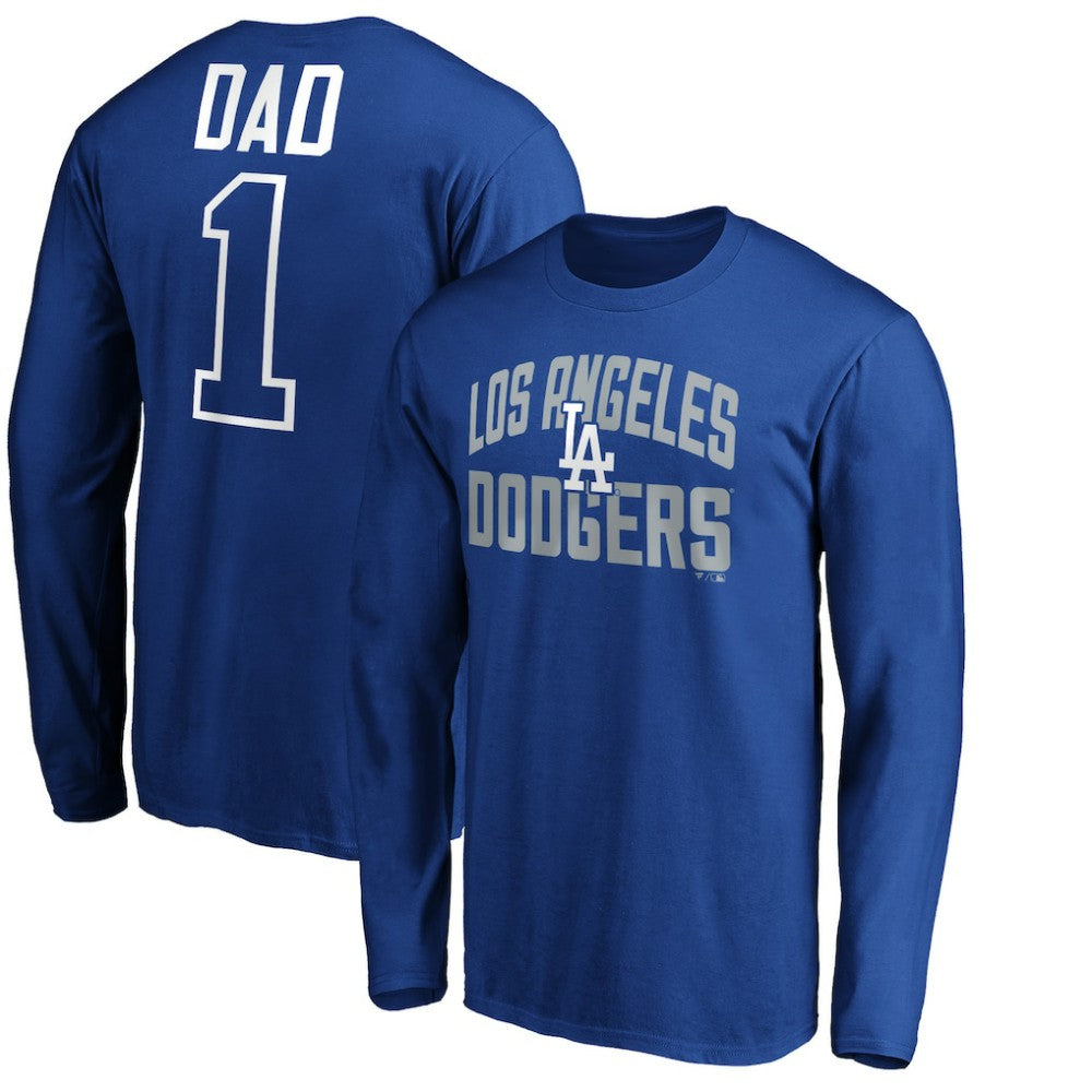 Los Angeles Dodgers Father's Day #1 Dad Long Sleeve T-Shirt Royal