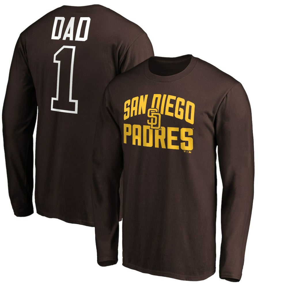 San Diego Padres Father's Day #1 Dad Long Sleeve T-Shirt Brown