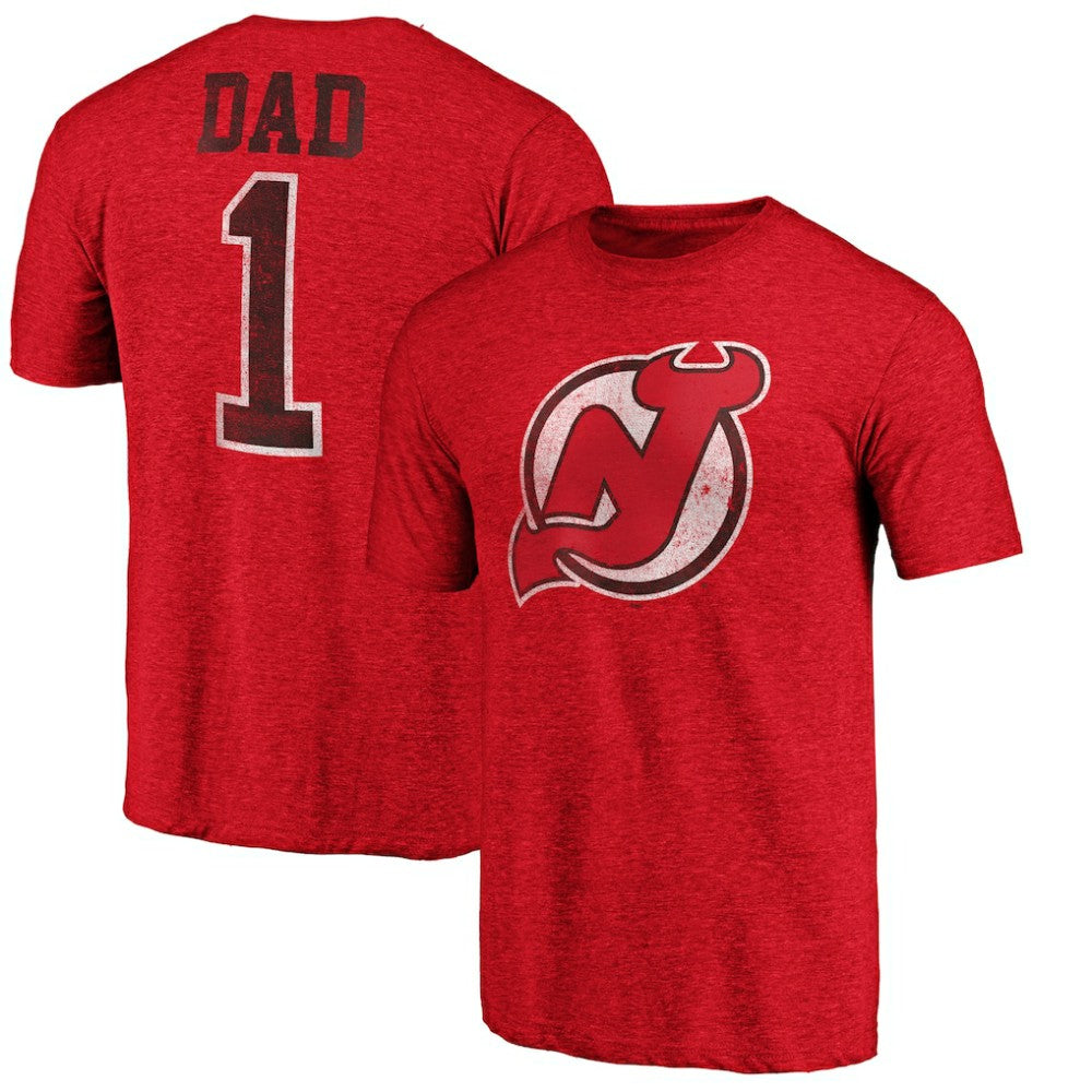 New Jersey Devils Greatest Dad Tri-Blend T-Shirt Red