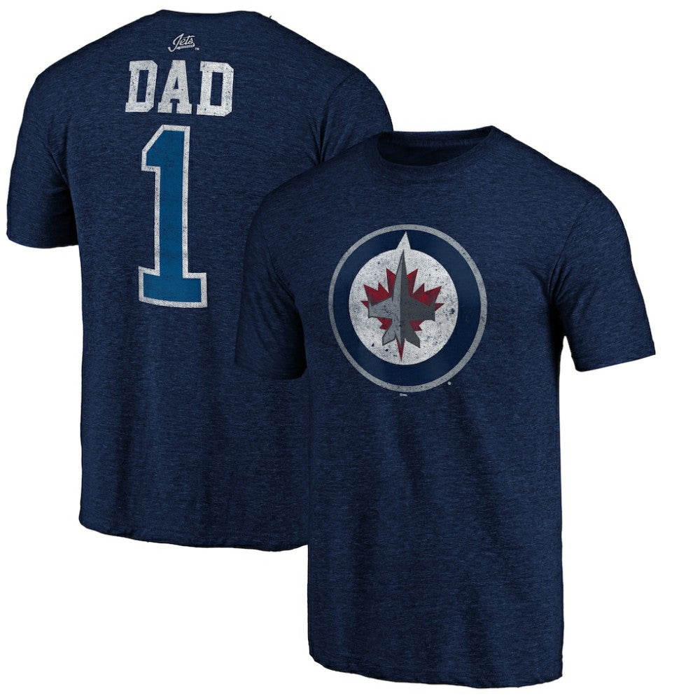 Winnipeg Jets Greatest Dad Tri-Blend T-Shirt Navy