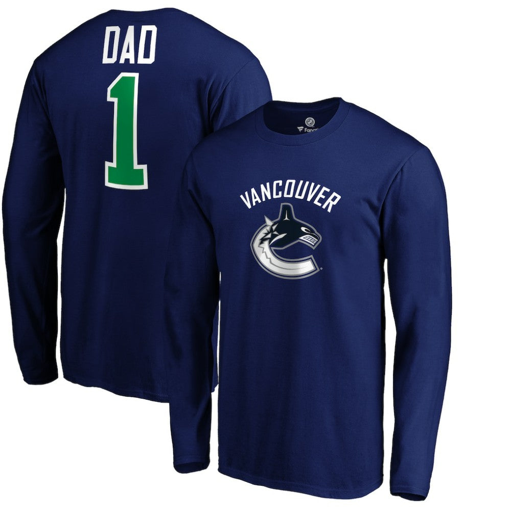 Vancouver Canucks #1 Dad Long Sleeve T-Shirt Blue