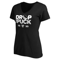 Pittsburgh Penguins Women's Drop the Puck V-Neck T-Shirt Black