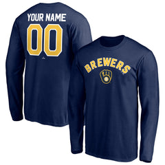 Milwaukee Brewers Personalized Winning Streak Name & Number Long Sleeve T-Shirt Navy
