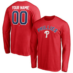 Philadelphia Phillies Personalized Winning Streak Name & Number Long Sleeve T-Shirt Red