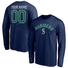 Seattle Mariners Personalized Winning Streak Name & Number Long Sleeve T-Shirt Navy