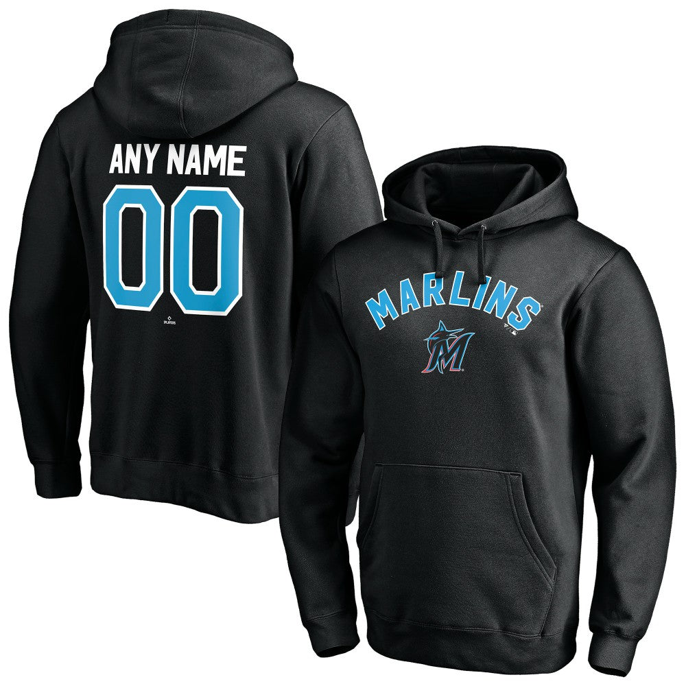 Miami Marlins Personalized Winning Streak Name & Number Pullover Hoodie Black