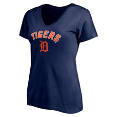 Detroit Tigers Women's Personalized Winning Streak Name & Number V-Neck T-Shirt Navy