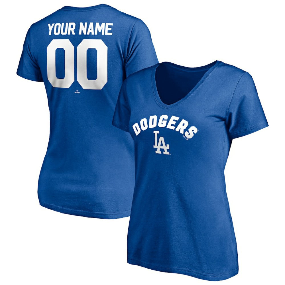 Los Angeles Dodgers Women's Personalized Winning Streak Name & Number V-Neck T-Shirt Royal