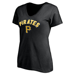 Pittsburgh Pirates Women's Personalized Winning Streak Name & Number V-Neck T-Shirt Black