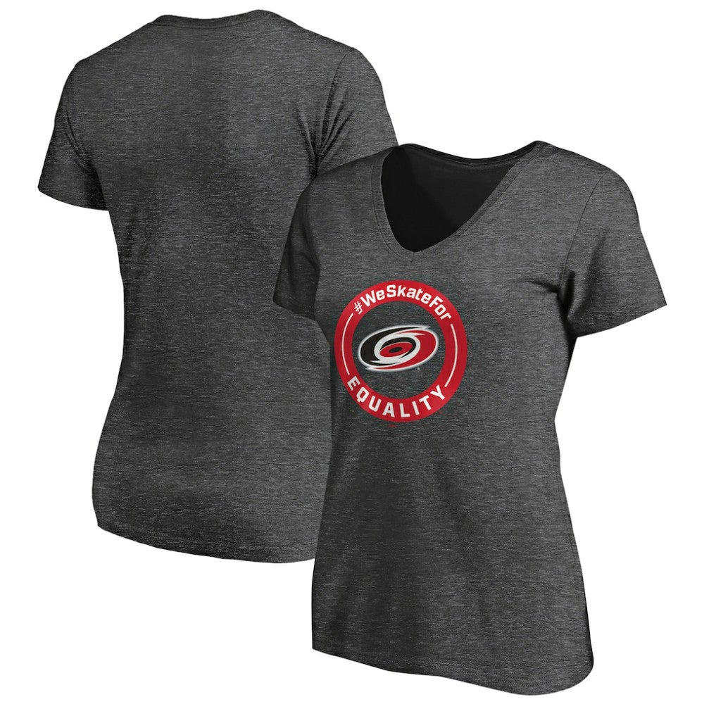 Carolina Hurricanes Women's #WeSkateFor V-Neck T-Shirt Heather Gray