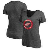 Detroit Red Wings Women's #WeSkateFor V-Neck T-Shirt Heather Gray