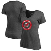 New Jersey Devils Women's #WeSkateFor V-Neck T-Shirt Heather Gray