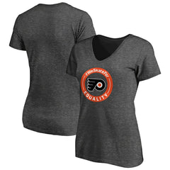 Philadelphia Flyers Women's #WeSkateFor V-Neck T-Shirt Heather Gray