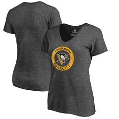 Pittsburgh Penguins Women's #WeSkateFor V-Neck T-Shirt Heather Gray
