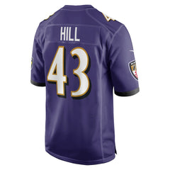 Justice Hill Baltimore Ravens Game Jersey - Purple