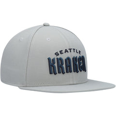 Seattle Kraken Fanatics Wordmark Logo Snapback Hat Gray