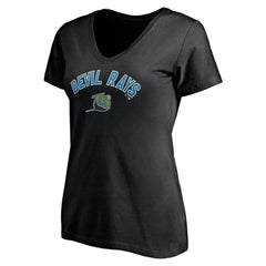 Tampa Bay Rays Women's Cooperstown Winning Streak Personalized Name & Number V-Neck T-Shirt Black