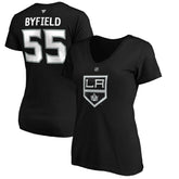 Quinton Byfield Los Angeles Kings Fanatics Women's Authentic Stack Name & Number V-Neck T-Shirt Black