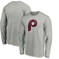 Philadelphia Phillies Cooperstown Collection Huntington Logo Long Sleeve T-Shirt Heathered Gray