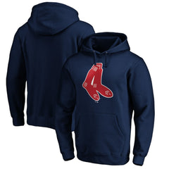 Boston Red Sox Cooperstown Collection Huntington Logo Fitted Pullover Hoodie Navy