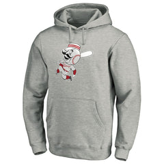 Cincinnati Reds Cooperstown Collection Huntington Logo Fitted Pullover Hoodie Heather Gray