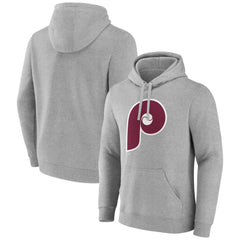 Philadelphia Phillies Cooperstown Collection Huntington Logo Fitted Pullover Hoodie Heather Gray