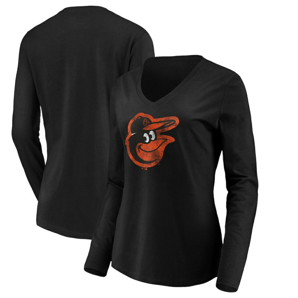 Baltimore Orioles Women's Core Distressed Team Long Sleeve T-Shirt Black
