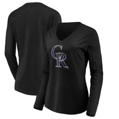 Colorado Rockies Women's Core Distressed Team Long Sleeve T-Shirt Black