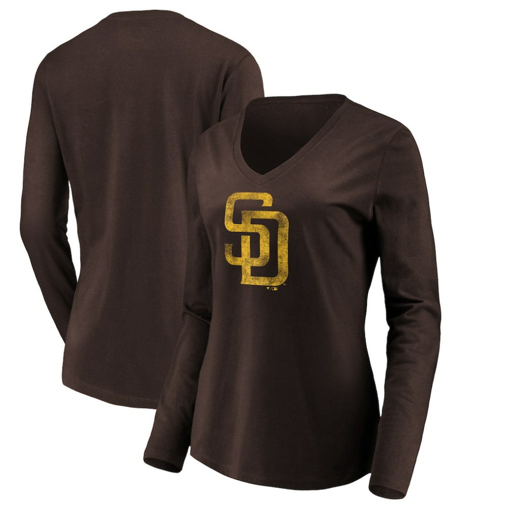 San Diego Padres Women's Core Distressed Team Long Sleeve T-Shirt Brown