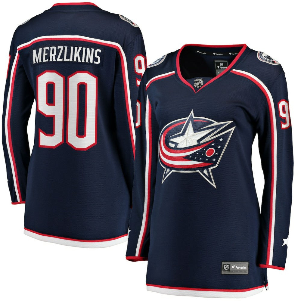 Elvis Merzlikins Columbus Blue Jackets Fanatics Women's Home Breakaway Jersey Navy