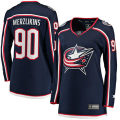 Elvis Merzlikins Columbus Blue Jackets Fanatics Women's Home Breakaway Jersey Navy
