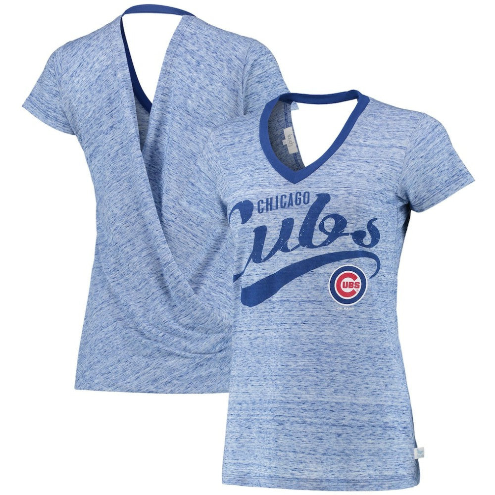 Chicago Cubs Touch Women's Hail Mary V-Neck Back Wrap T-Shirt Royal