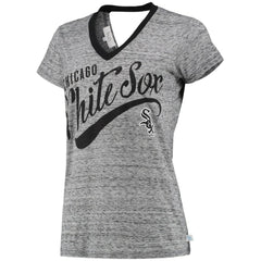 Chicago White Sox Touch Women's Hail Mary V-Neck Back Wrap T-Shirt Black