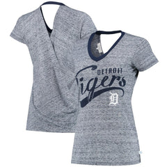 Detroit Tigers Touch Women's Hail Mary V-Neck Back Wrap T-Shirt Navy