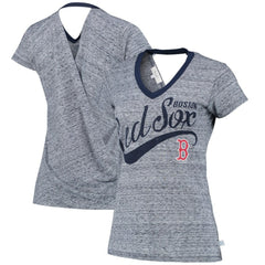 Boston Red Sox Touch Women's Hail Mary V-Neck Back Wrap T-Shirt Navy
