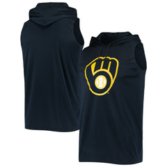 Milwaukee Brewers Stitches Sleeveless Pullover Hoodie Navy