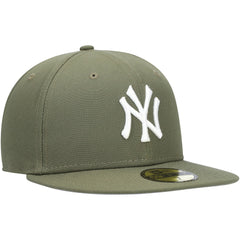 New York Yankees White Logo 59FIFTY Fitted Hat Olive | New Era