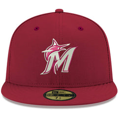 Miami Marlins White Logo 59FIFTY Fitted Hat Cardinal | New Era