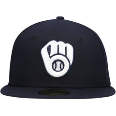 Milwaukee Brewers White Logo 59FIFTY Fitted Hat Navy | New Era