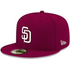 San Diego Padres White Logo 59FIFTY Fitted Hat Cardinal | New Era