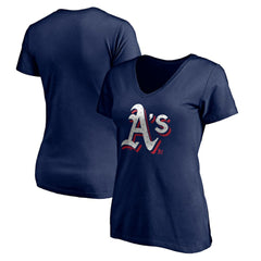 Athletics Women's Red White and Team V-Neck T-Shirt Navy