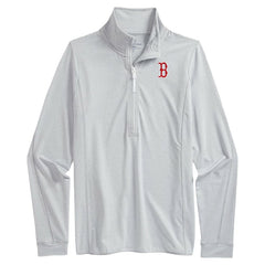 Boston Red Sox Vineyard Vines Women's Stripe Sankaty Half-Zip Pullover Top Heather Gray
