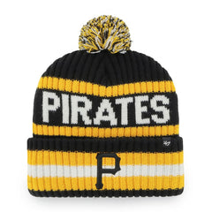 Pittsburgh Pirates Bering Cuffed Knit Hat with Pom Black | 47 brand