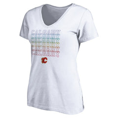 Calgary Flames Women's City Pride V-Neck T-Shirt White