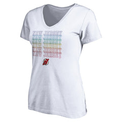 New Jersey Devils Women's City Pride V-Neck T-Shirt White
