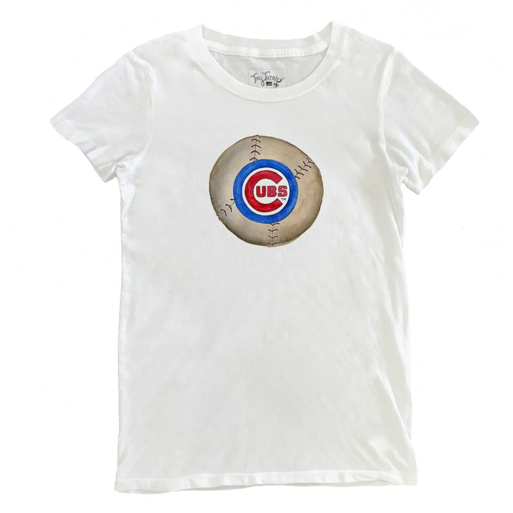Chicago Cubs Tiny Turnip Women's Stitched Baseball T-Shirt White