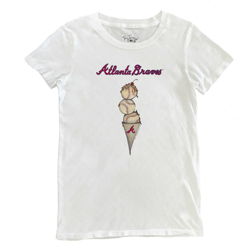 Atlanta Braves Tiny Turnip Women's Triple Scoop T-Shirt White