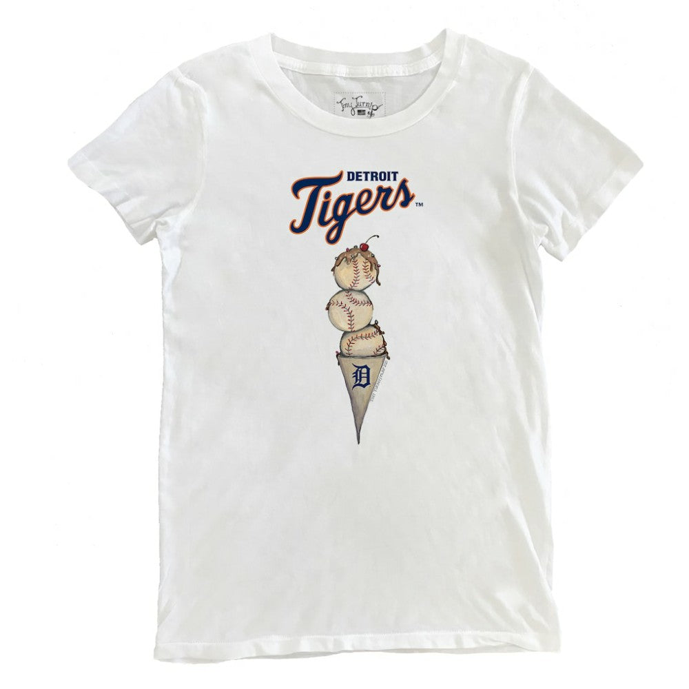 Detroit Tigers Tiny Turnip Women's Triple Scoop T-Shirt White