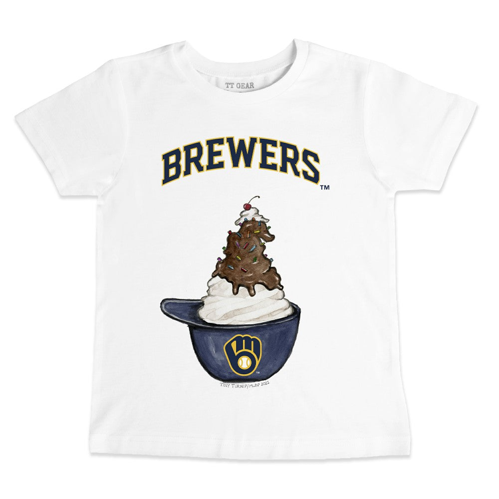 Milwaukee Brewers Tiny Turnip Youth Sundae Helmet T-Shirt White