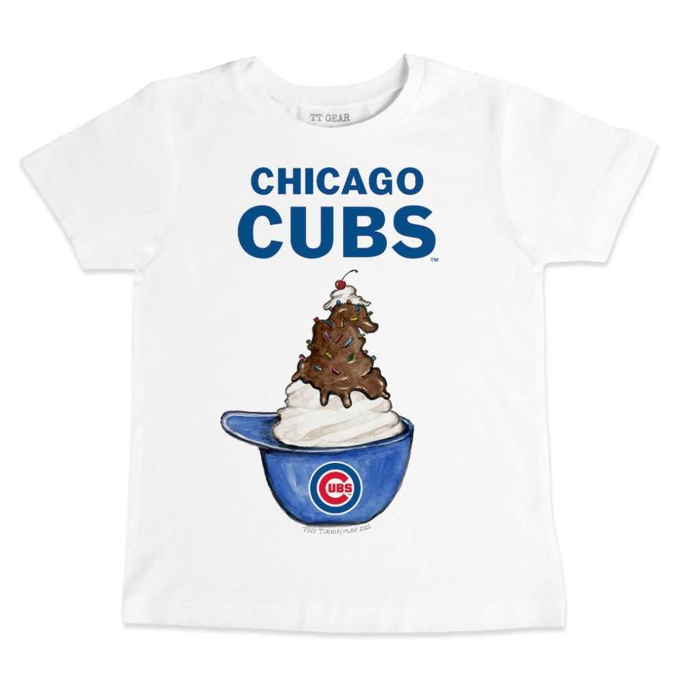 Chicago Cubs Tiny Turnip Youth Sundae Helmet T-Shirt White